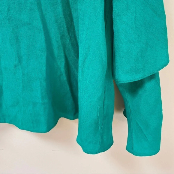 Topshop  Emerald green flutter sleeve blouse‎ 10 - Picture 3 of 5